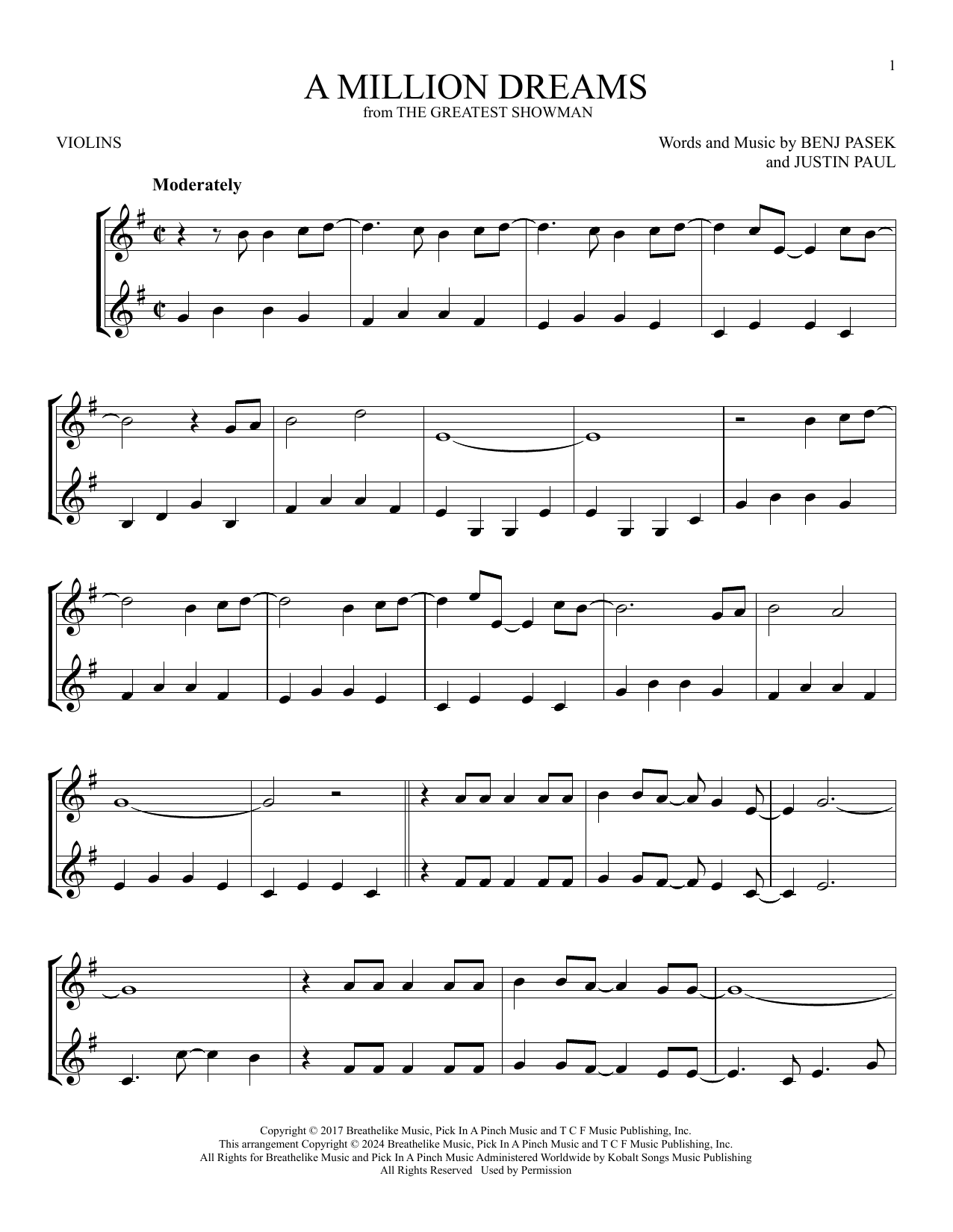 Product gallery: Page 1 of 1 A Million Dreams (from The Greatest Showman), Pink