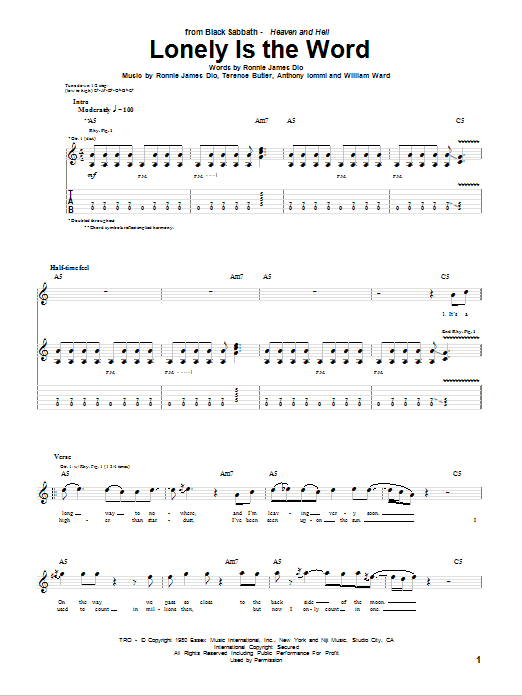 Produktgalerie: Seite 1 von 1 Lonely Is The Word, Black Sabbath, Gitarre