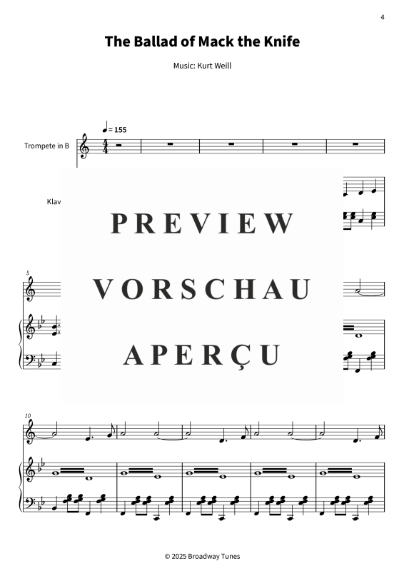 Produktgalerie: Seite 6 von 11 The Ballad of Mack the Knife, , (Trompete in B und Klavier)