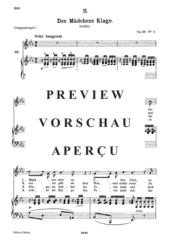 Product gallery: Page 2 of 3 Des Mädchens Klage D.191, , Medium Voice and Piano