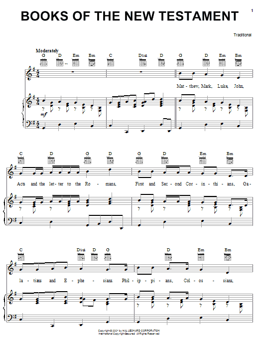 Produktgalerie: Seite 1 von 1 Books Of The New Testament, Traditional, Gesang, Gitarre, Klavier