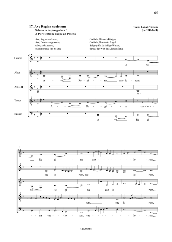 Product picture to: Ave Regina caelorum / Gaude gloriosaTomás Luis de Victoria