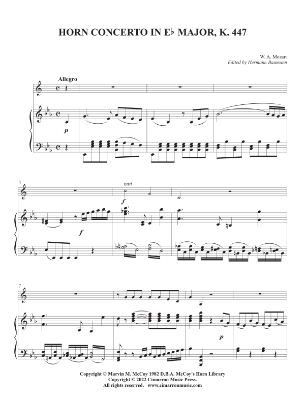 Product picture to: Horn Concerto K.V. 447 (No. 3)Wolfgang Amadeus Mozart