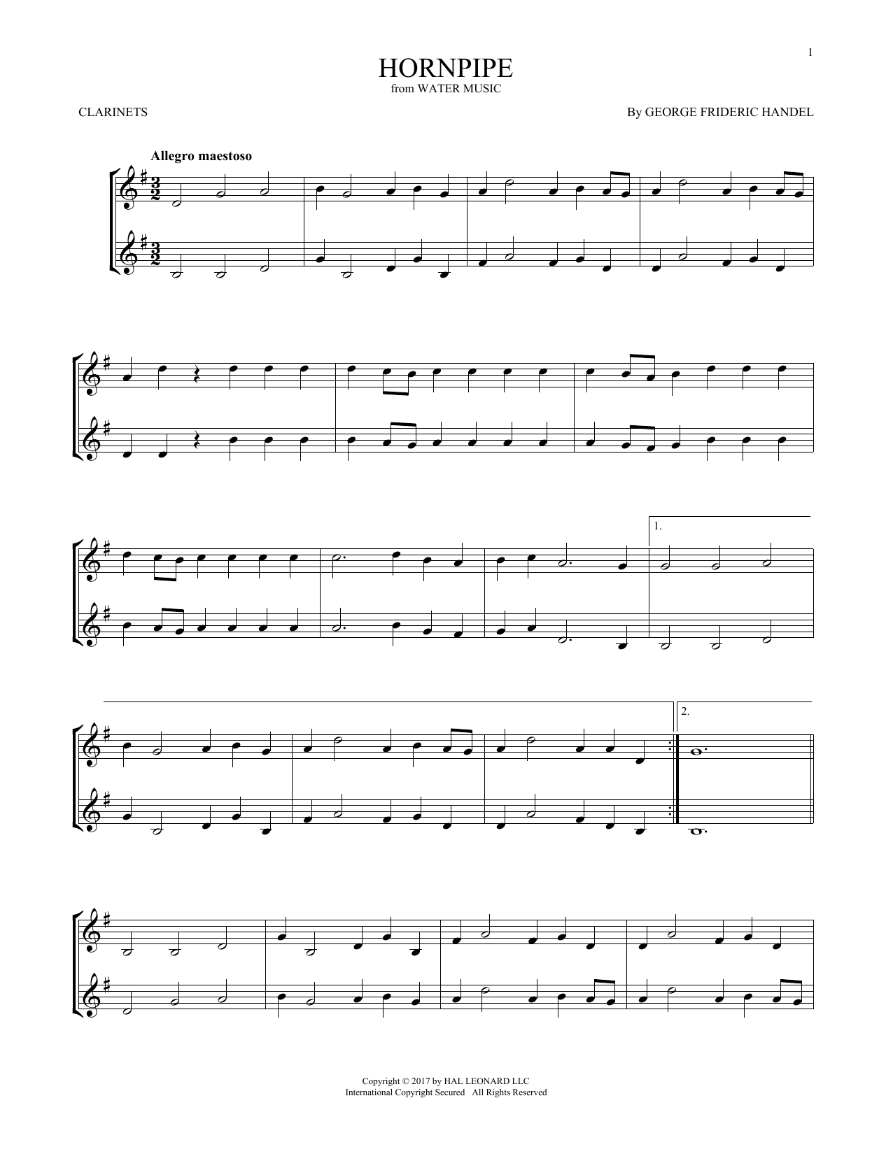 Product gallery: Page 1 of 1 Hornpipe, George Frideric Handel