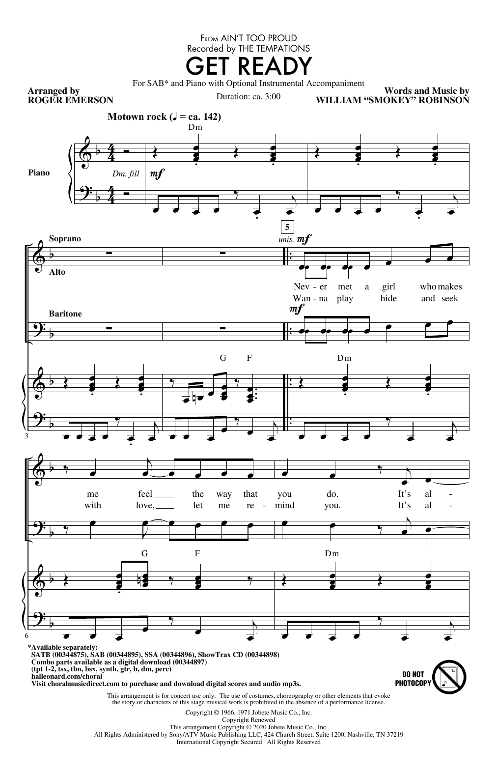 Product picture to: Get Ready (from Ain't Too Proud) (arr. Roger Emerson)