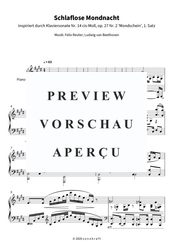 gallery: Schlaflose Mondnacht - inspiriert durch Klaviersonate Nr. 14 cis-Moll, op. 27 Nr. 2 ´Mondschein´, 1. Satz, , Klavier Solo