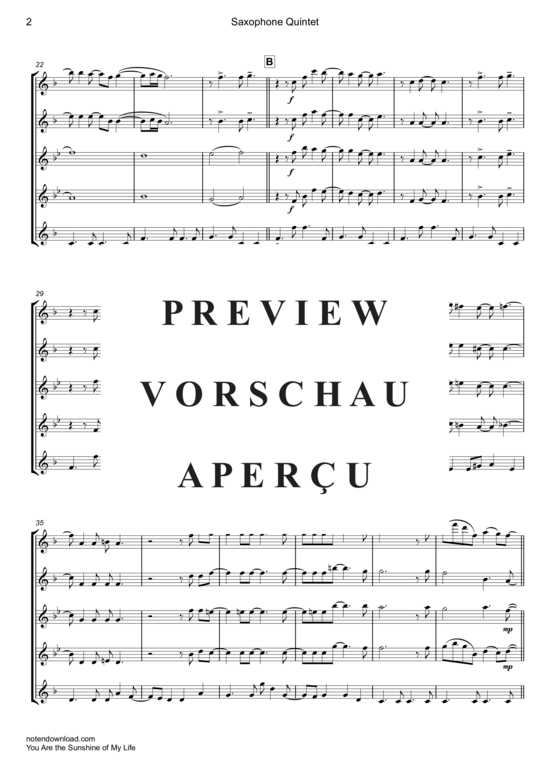 Product gallery: Page 3 of 18 You Are the Sunshine of My Life , Wonder, Stevie, (Saxophone Quintet A/S ATTB)