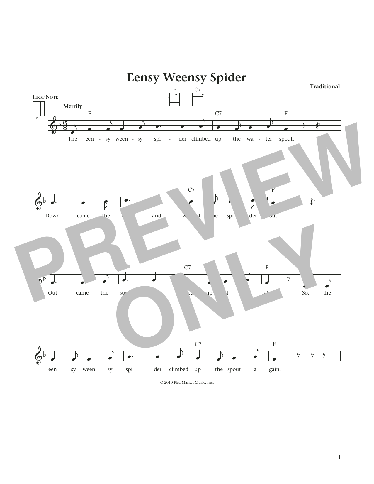 Product gallery: Page 1 of 1 Eensy Weensy Spider (from The Daily Ukulele) (arr. Liz and Jim Beloff), Traditional