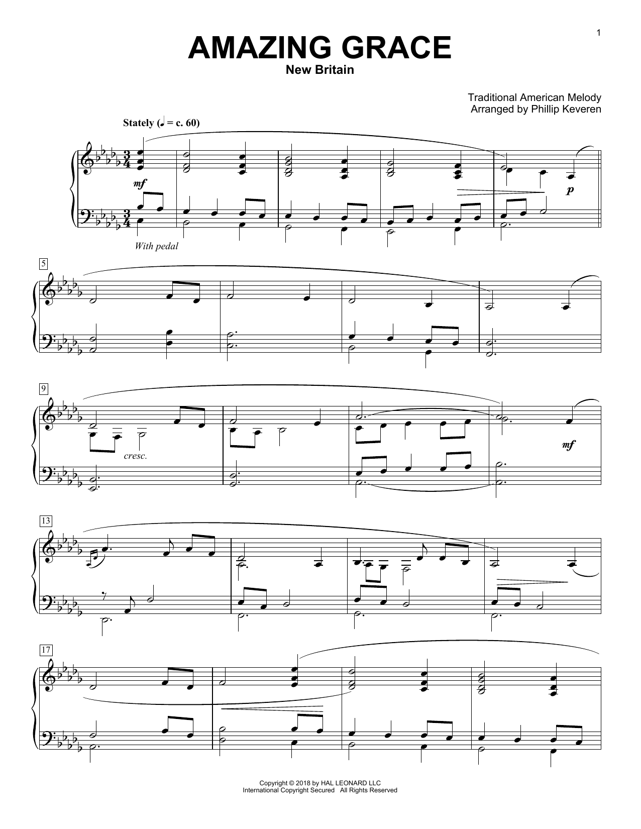 Produktbild zu: Amazing Grace [Classical version] (arr. Phillip Keveren)