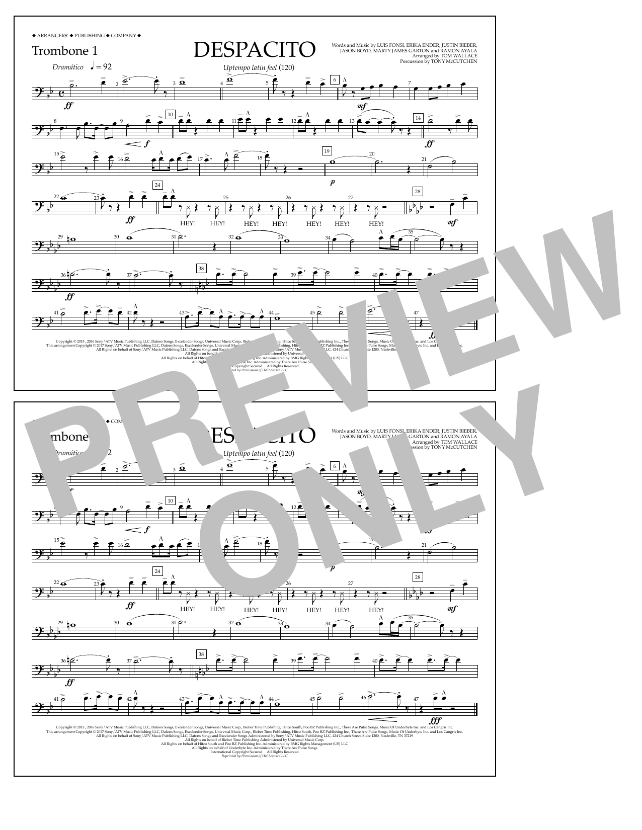 Produktbild zu: Despacito (arr. Tom Wallace) - Trombone 1