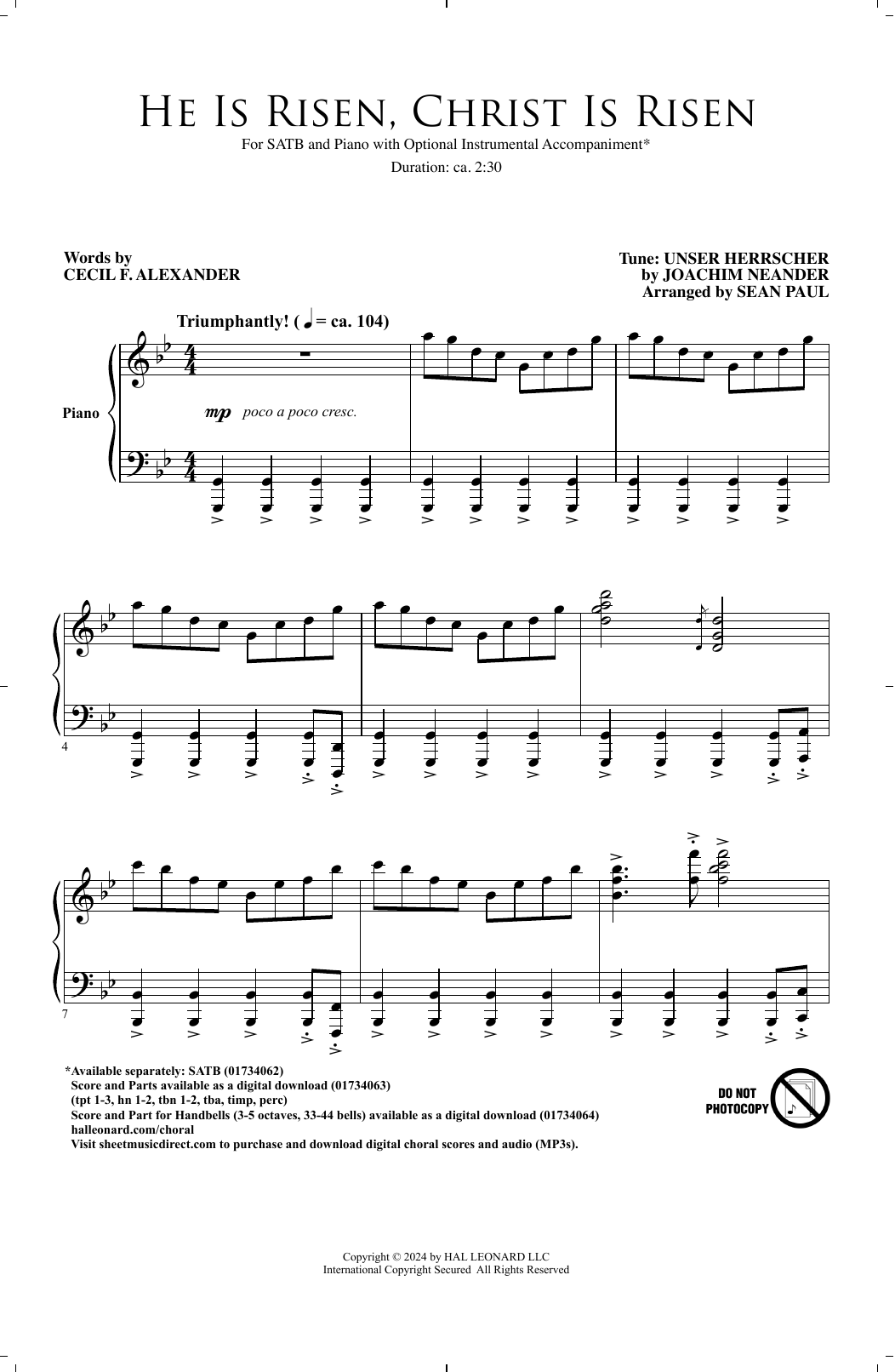Produktbild zu: He is Risen, Christ is Risen (arr. Sean Paul)