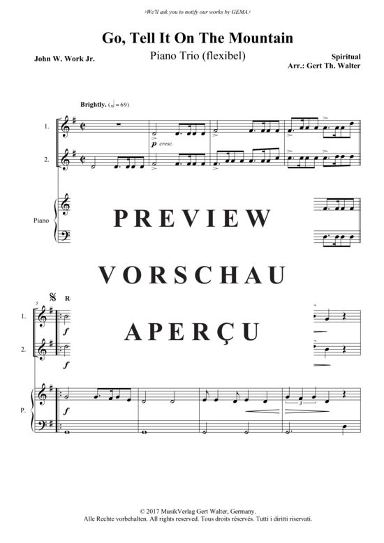 Produktgalerie: Seite 2 von 3 Go Tell It On The Mountain , , (2 Stimmen in C + Klavier)