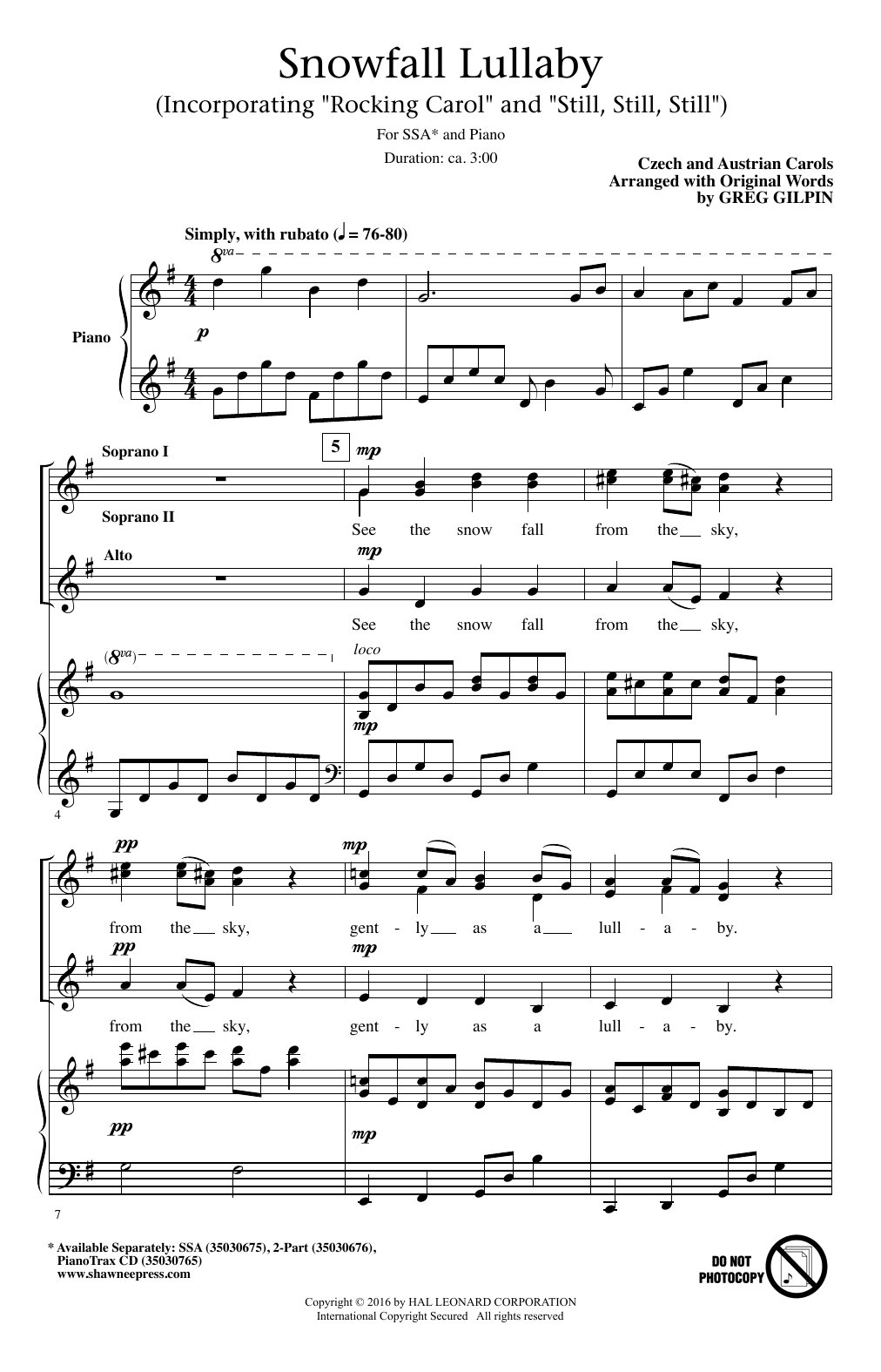 Produktgalerie: Seite 1 von 1 Snowfall Lullaby, Greg Gilpin, Chor