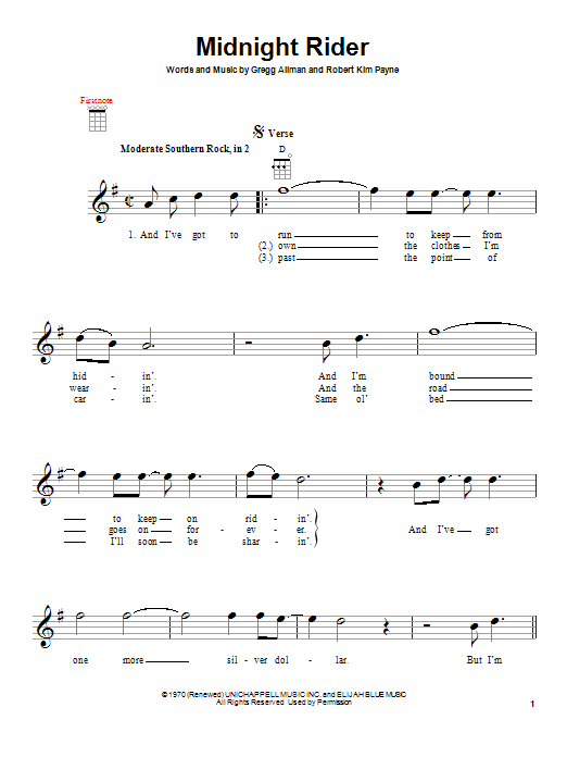 Product gallery: Page 1 of 1 Midnight Rider, Allman Brothers Band