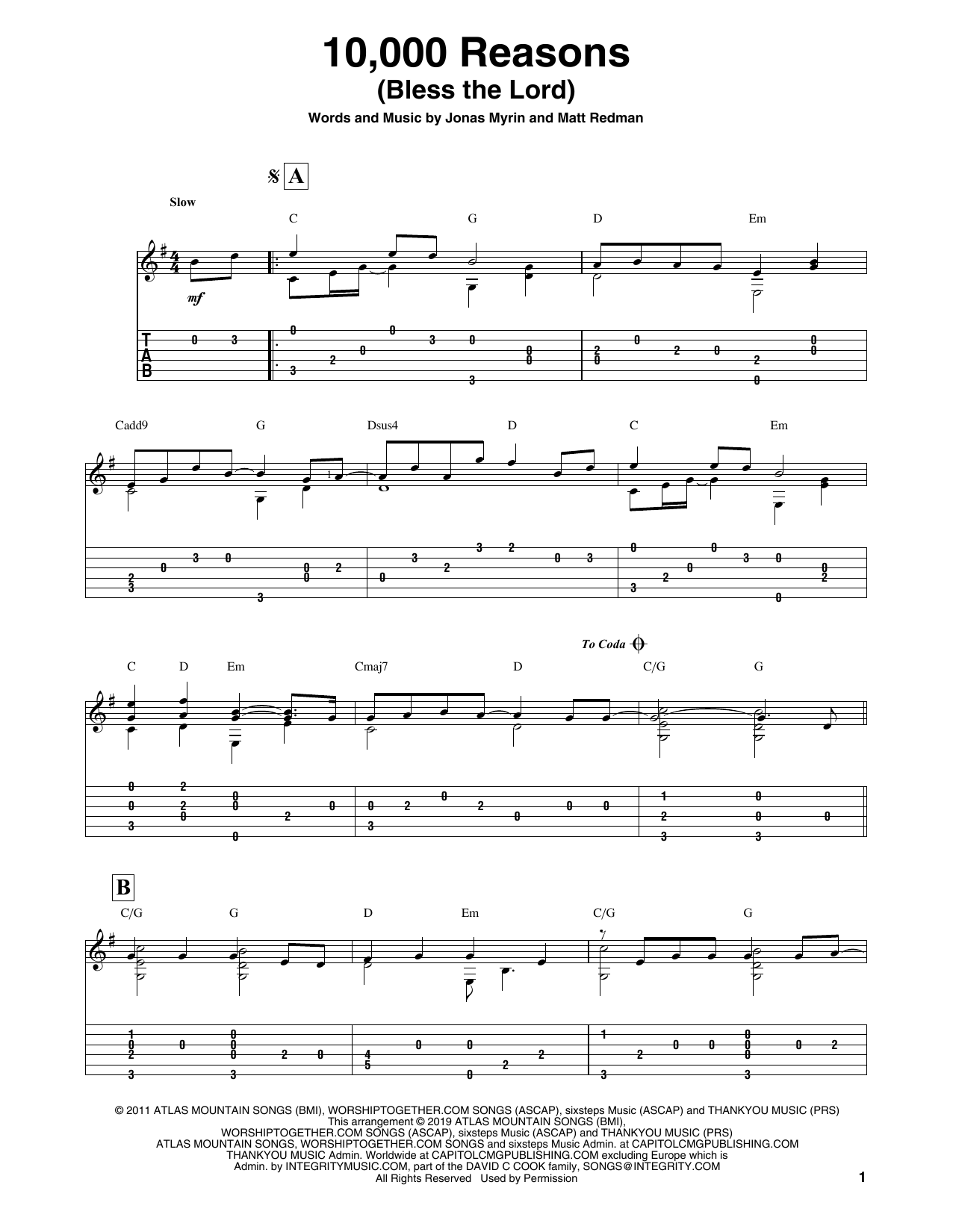 Produktgalerie: Seite 1 von 1 10,000 Reasons (Bless The Lord), Matt Redman, Gitarre