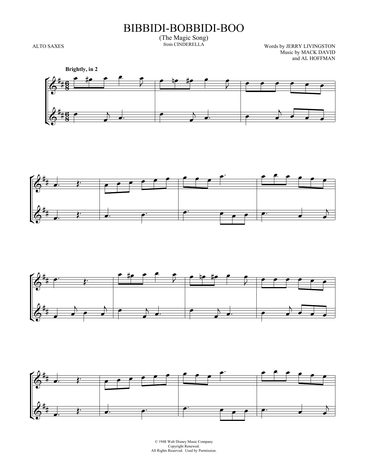 Product gallery: Page 1 of 1 Bibbidi-Bobbidi-Boo (The Magic Song) (from Cinderella) (arr. Mark Phillips), Verna Felton