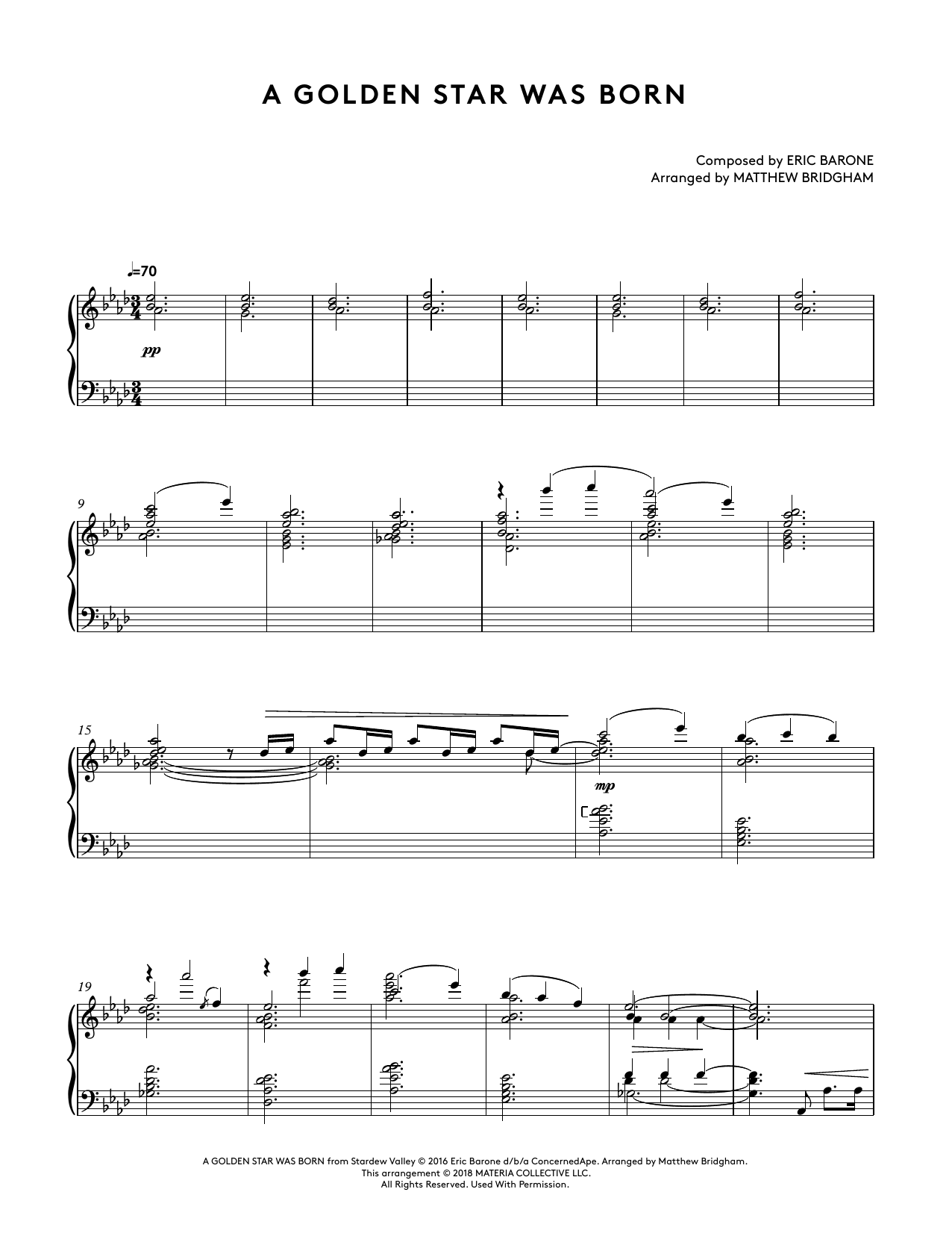 Product gallery: Page 1 of 1 A Golden Star Was Born (from Stardew Valley Piano Collections) (arr. Matthew Bridgham), Augustine Mayuga Gonzales