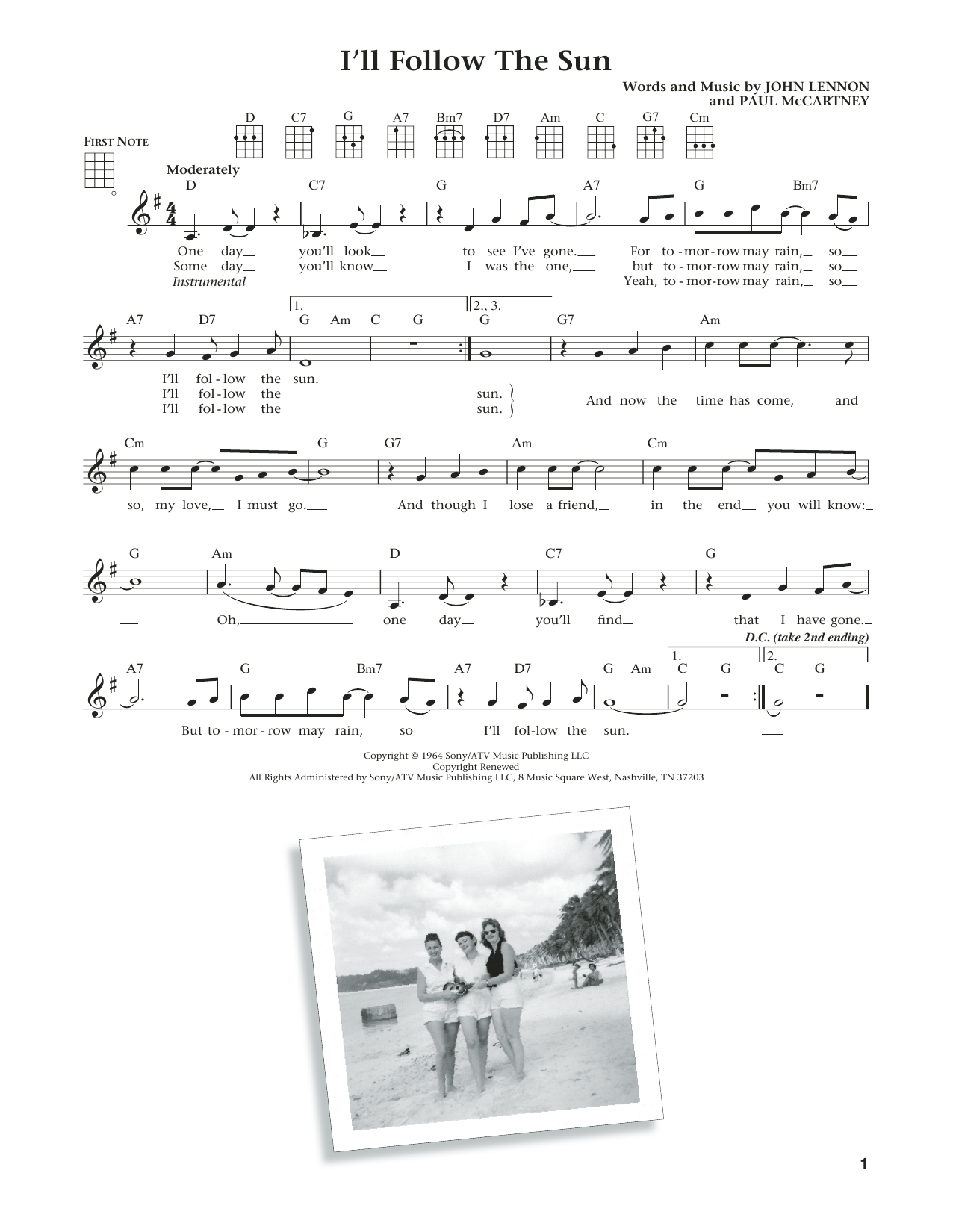 Product gallery: Page 1 of 1 I'll Follow The Sun (from The Daily Ukulele) (arr. Liz and Jim Beloff), The Beatles
