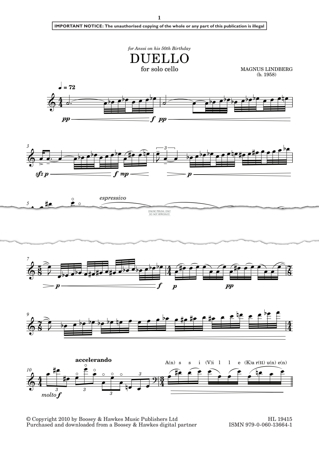 Produktgalerie: Seite 1 von 1 Duello, Magnus Lindberg, Violoncello