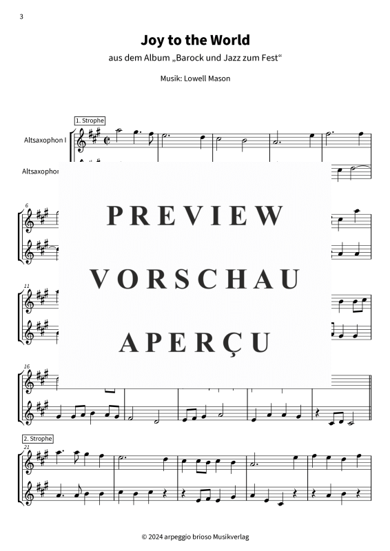 Product gallery: Page 1 of 8 Joy to the World - aus dem Album Barock und Jazz zum Fest, , (Duet 2x alto saxophone)