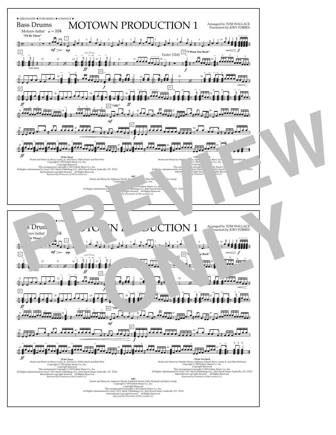 Product picture to: Motown Production 1(arr. Tom Wallace) - Bass Drums