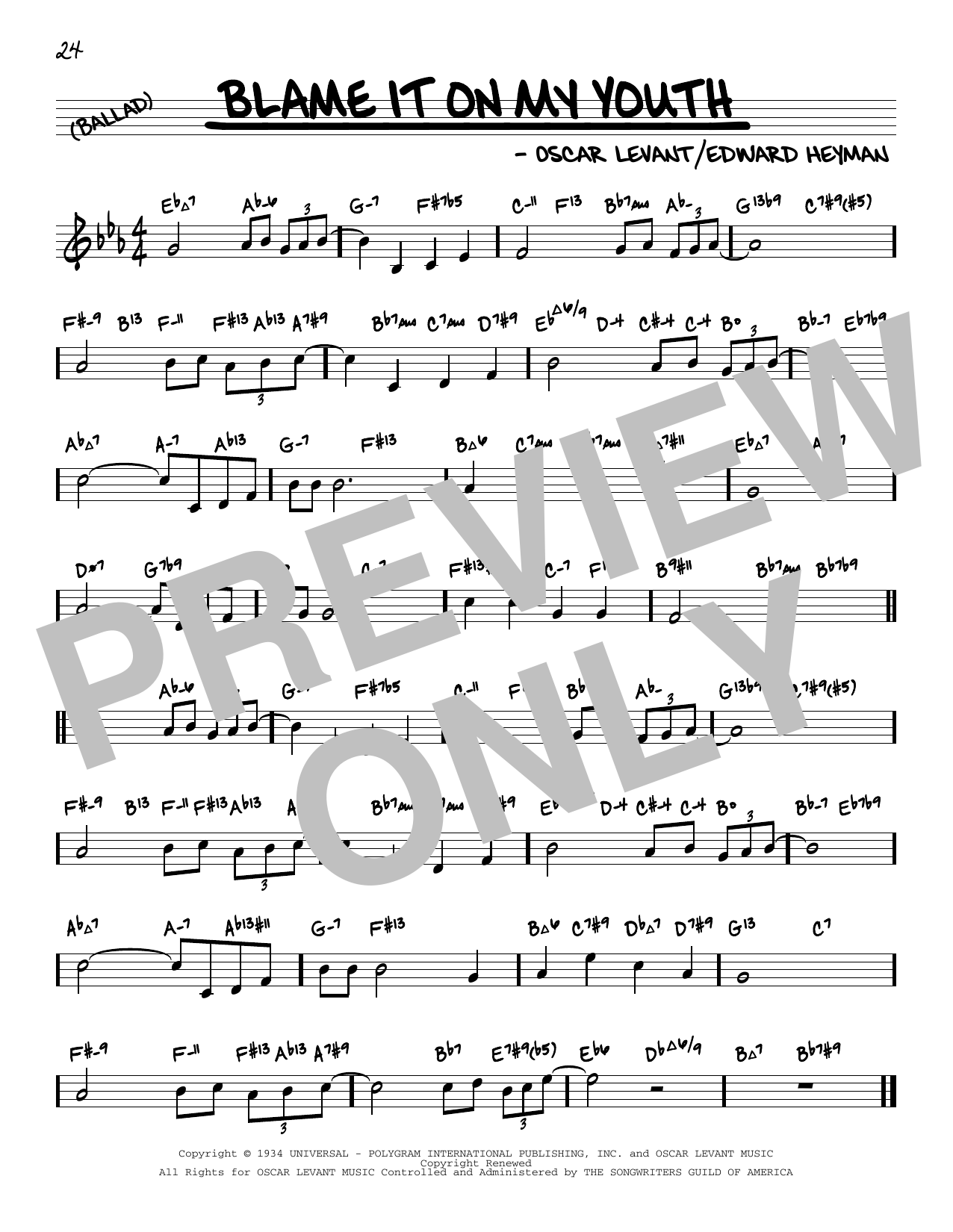 Product gallery: Page 1 of 1 Blame It On My Youth (arr. David Hazeltine), Edward Heyman