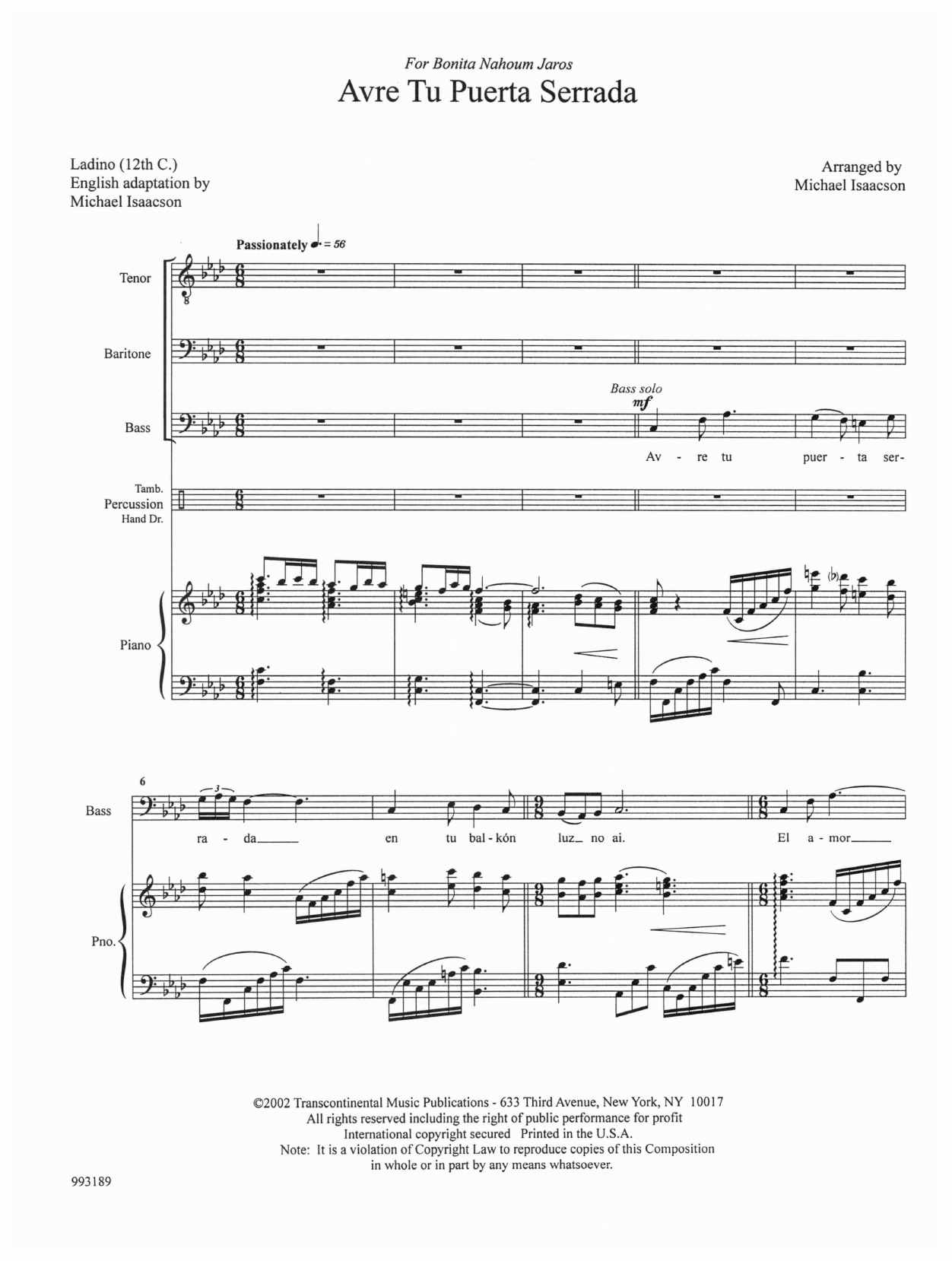Product gallery: Page 1 of 1 Avre Tu Puerta Serrada (Let The Gates Of Your Love Be Opened), Michael Isaacson