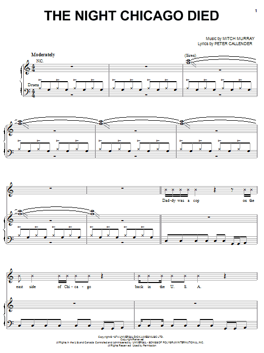 Produktgalerie: Seite 1 von 1 The Night Chicago Died, Paper Lace, Gesang, Gitarre, Klavier
