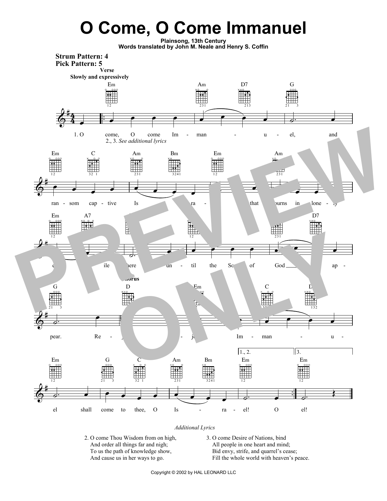 Product gallery: Page 1 of 1 O Come, O Come Immanuel, 13th Century Plainsong