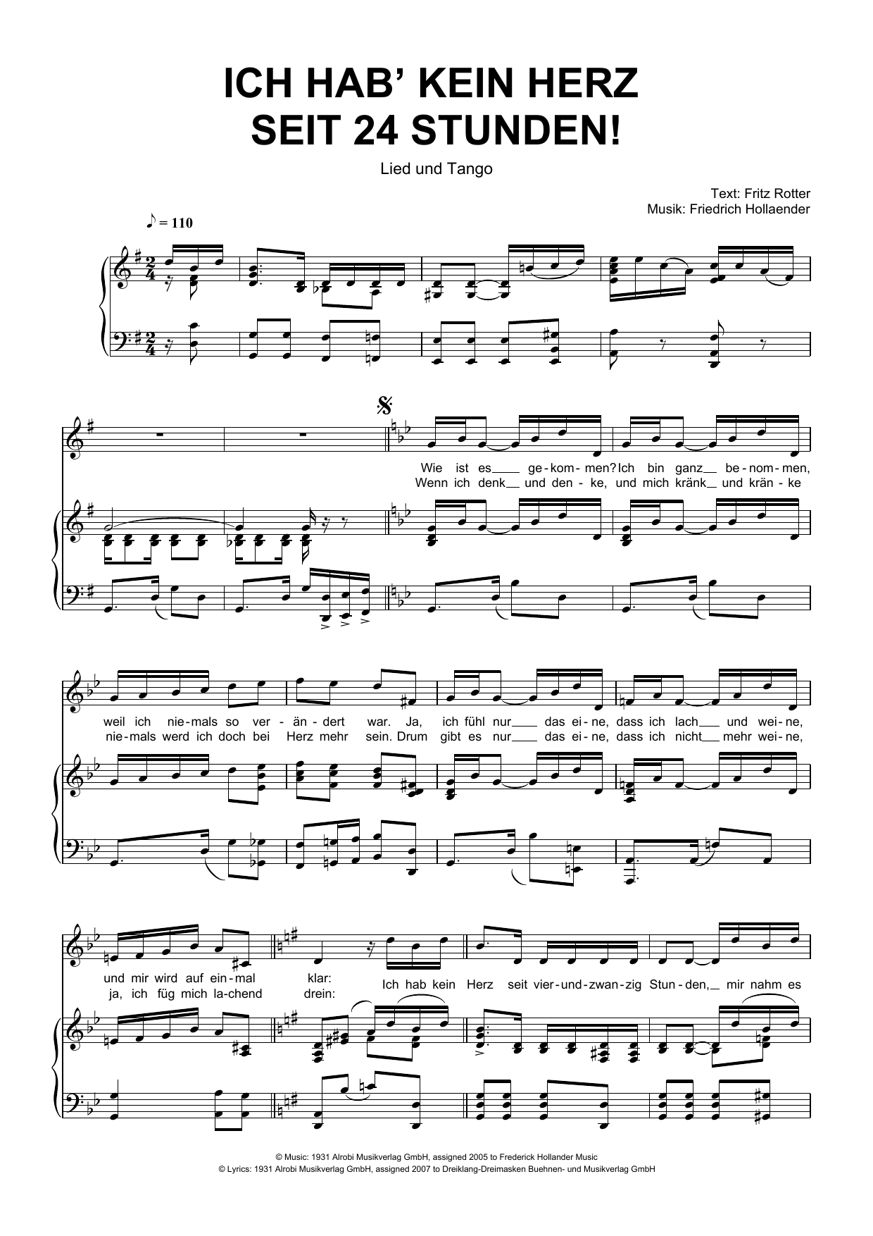 Product gallery: Page 1 of 1 Ich Hab' Kein Herz Seit 24 Stunden!, Friedrich Hollaender