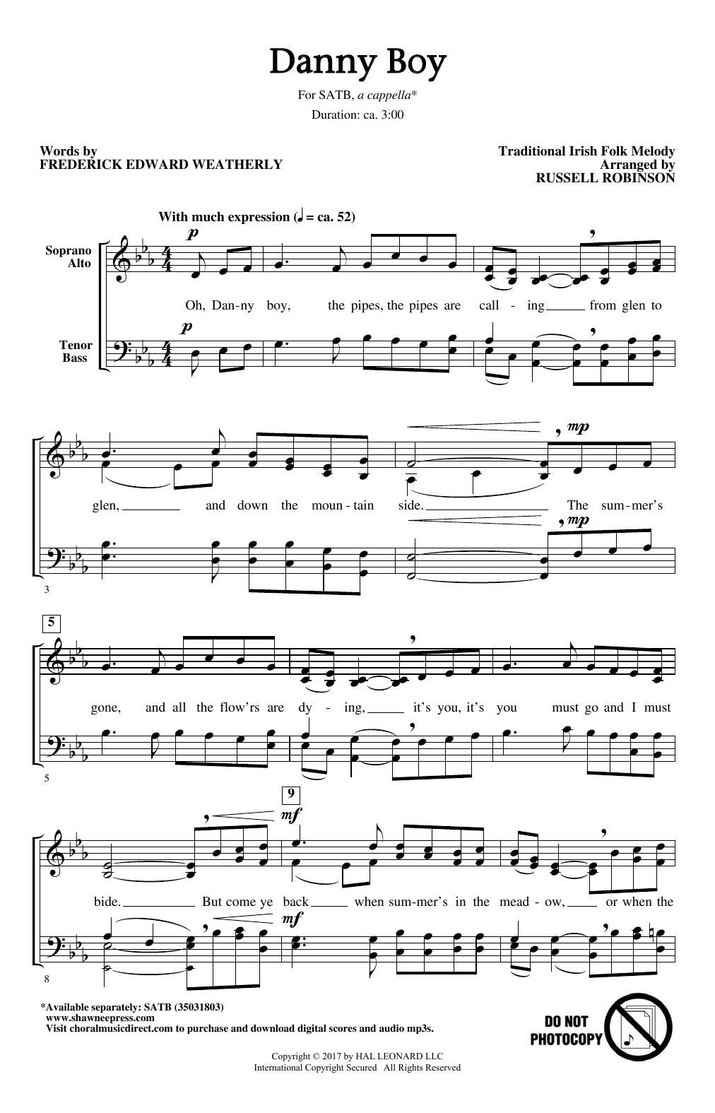 Product picture to: Danny Boy (arr. Russell Robinson)