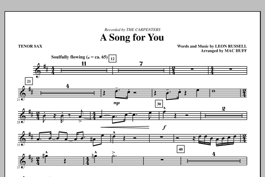 Produktgalerie: Seite 1 von 1 A Song For You (arr. Mac Huff) - Tenor Saxophone, Carpenters, Chor