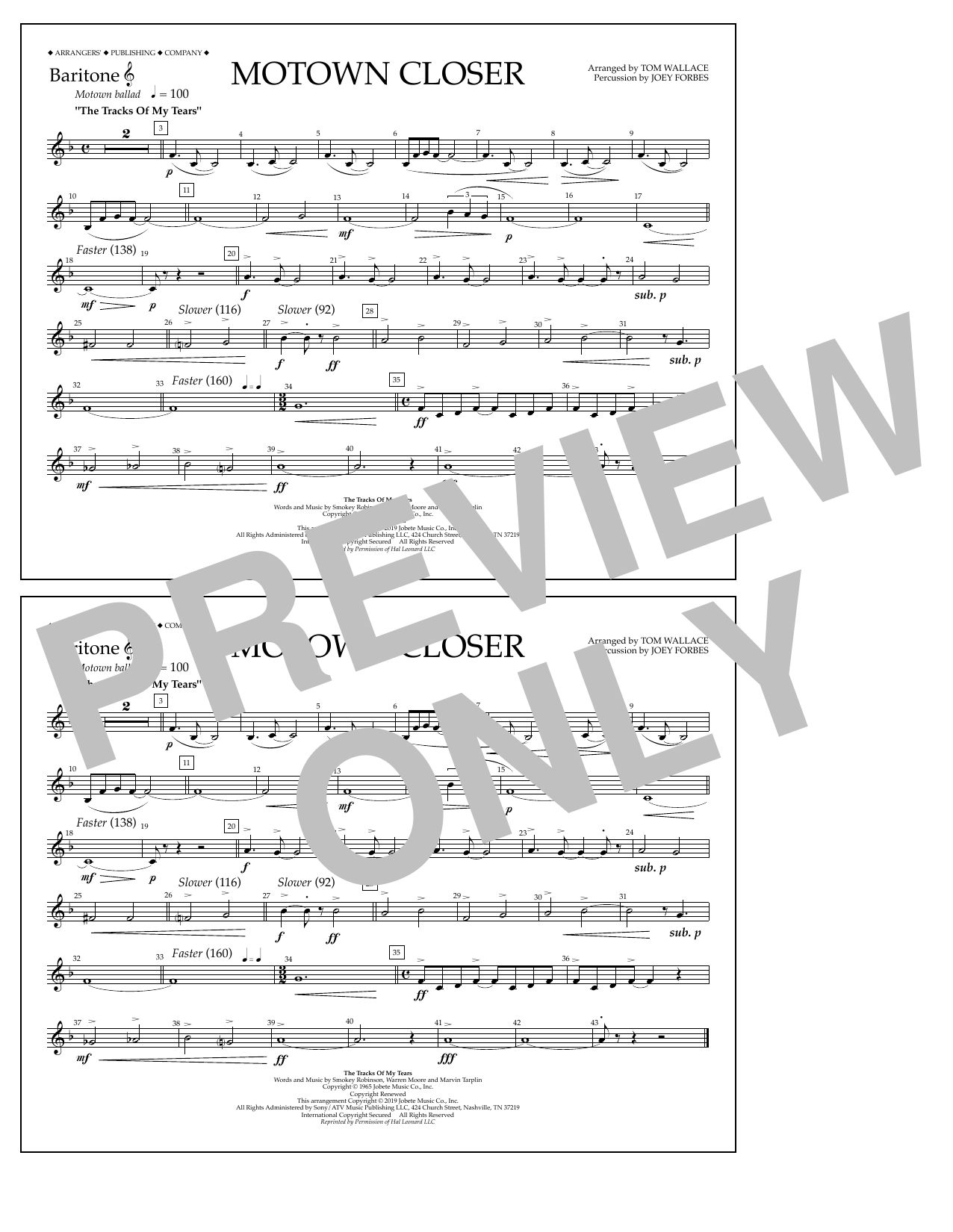 Produktbild zu: Motown Closer (arr. Tom Wallace) - Baritone T.C.