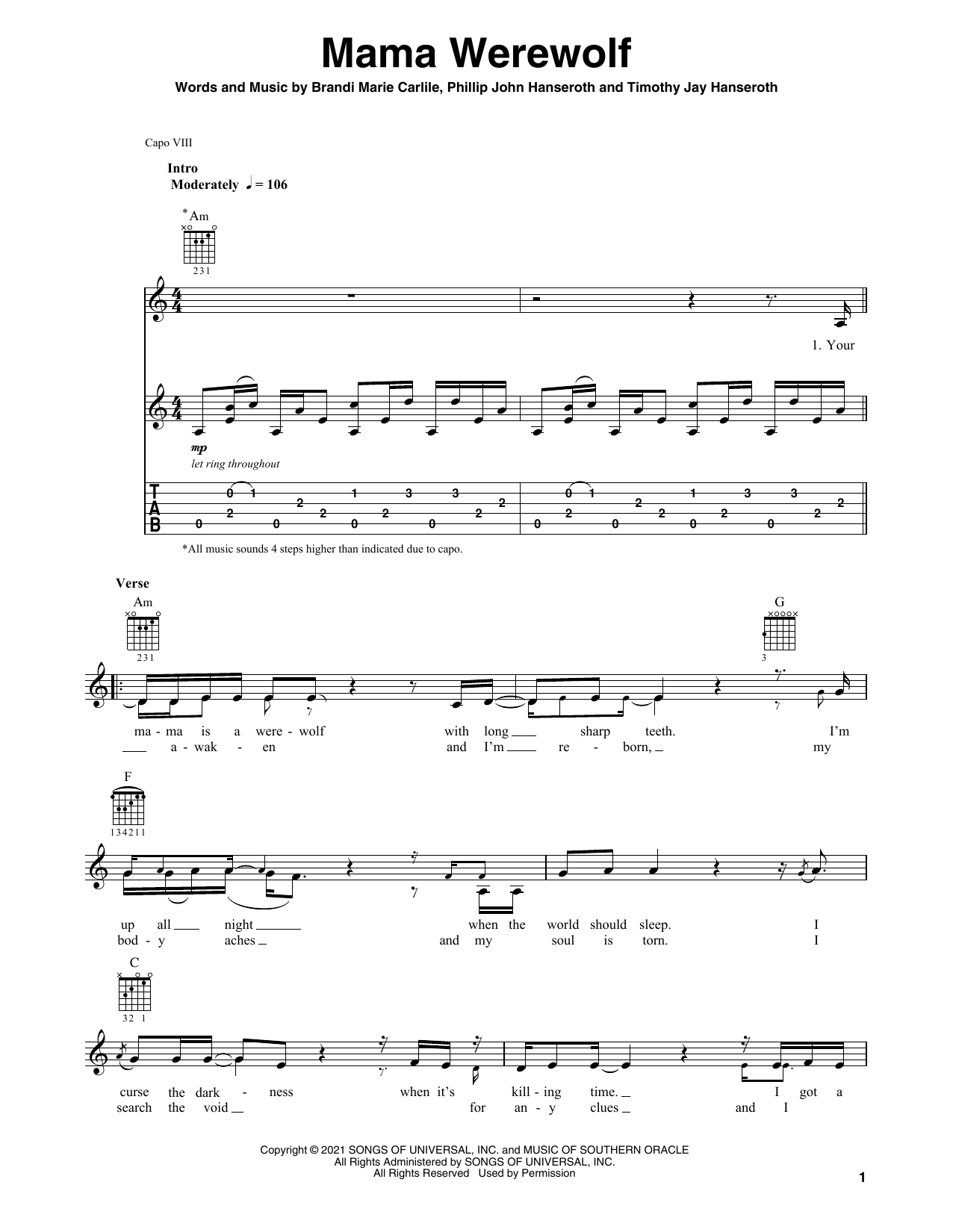 Produktgalerie: Seite 1 von 1 Mama Werewolf, Brandi Carlile, Gitarre