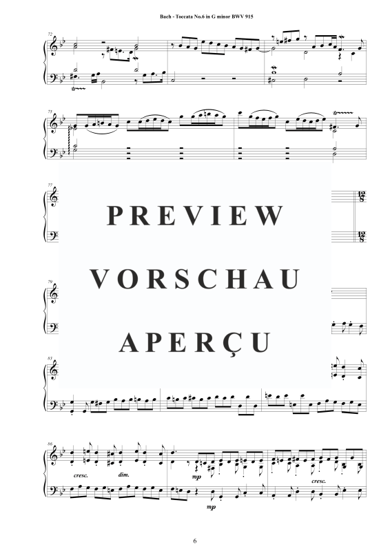 Produktgalerie: Seite 7 von 11 Toccata Nr. 6 G-Moll BWV 915, , Cembalo/Klavier Solo