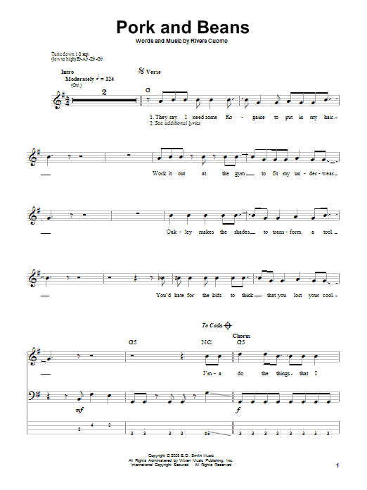 Produktgalerie: Seite 1 von 1 Pork And Beans, Weezer, E-Bass