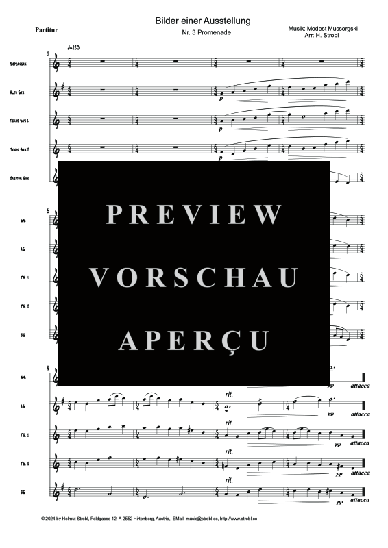 Produktgalerie: Seite 3 von 11 Promenade, Das alte Schloß, , Saxophon Quintett