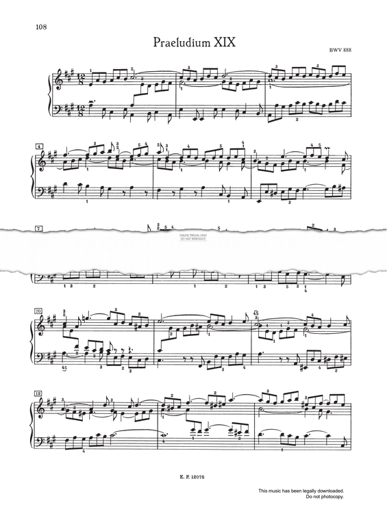 Produktbild zu: Prelude And Fugue No.19 in A major, BWV 888 (from 'The Well-Tempered Klavier Book II')