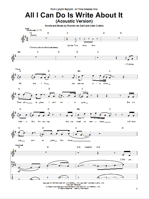 Produktgalerie: Seite 1 von 1 All I Can Do Is Write About It, Lynyrd Skynyrd, E-Bass