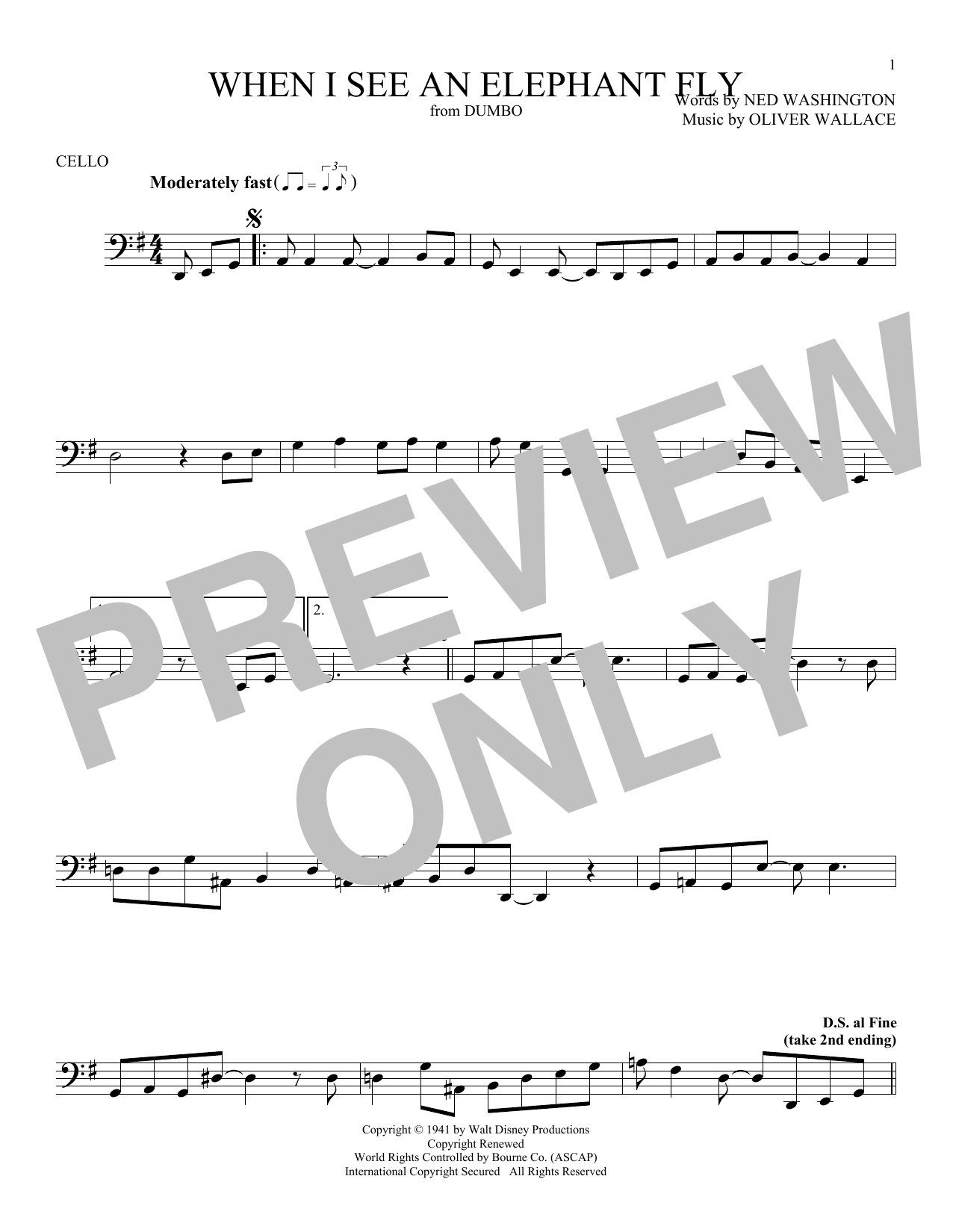 Produktgalerie: Seite 1 von 1 When I See An Elephant Fly (from Dumbo), Oliver Wallace, Violoncello