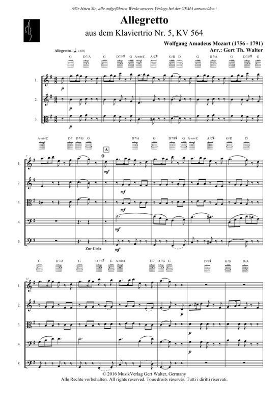 Produktbild zu: Allegretto Wolfgang Amadeus Mozart