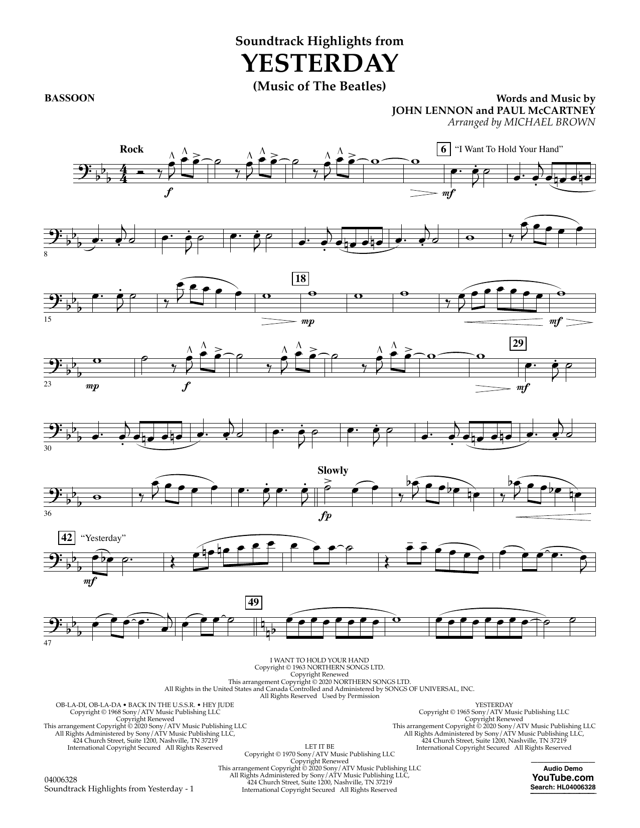 Produktgalerie: Seite 1 von 1 Highlights from Yesterday (Music Of The Beatles) (arr. Michael Brown) - Bassoon, The Beatles, Ensemble