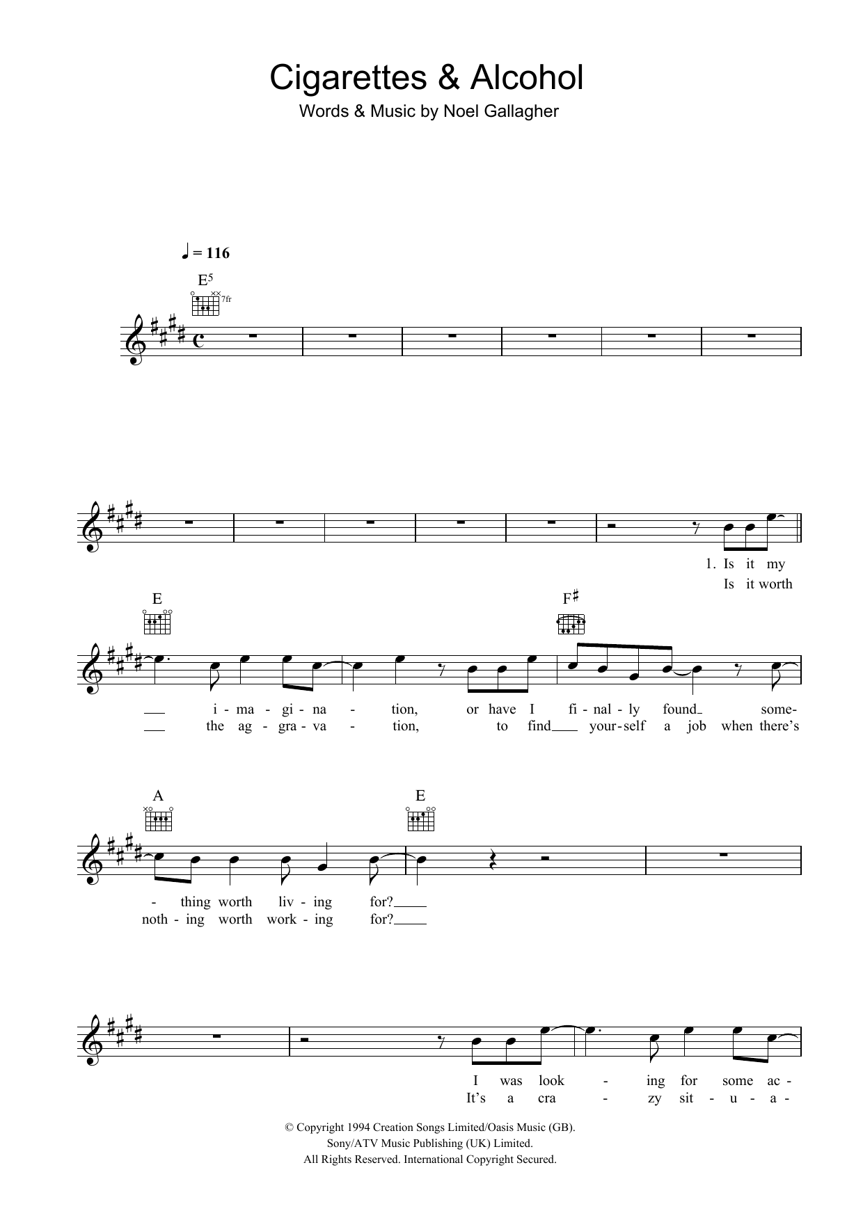 Produktgalerie: Seite 1 von 1 Cigarettes and Alcohol, Oasis, Melodieinstrument