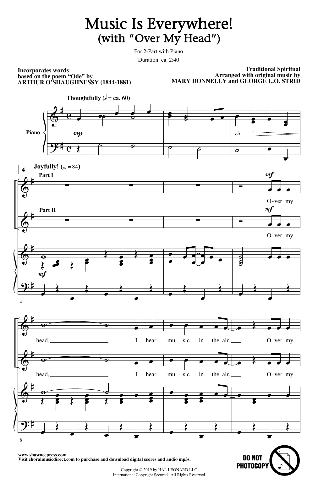 Product gallery: Page 1 of 1 Music Is Everywhere! (with "Over My Head") (arr. Marry Donnelly and George L.O. Strid), Traditional Spiritual