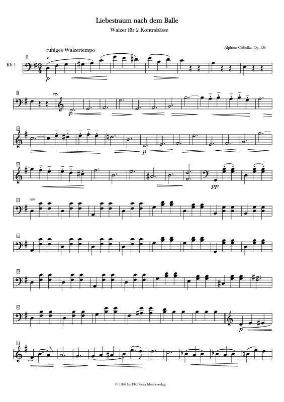 gallery: Liebestraum nach dem Balle - Walzer, , Double Bass 1 and 2 Single Parts