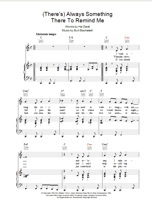 Produktgalerie: Seite 1 von 1 (There's) Always Something There To Remind Me, Bacharach & David, Gesang, Gitarre, Klavier