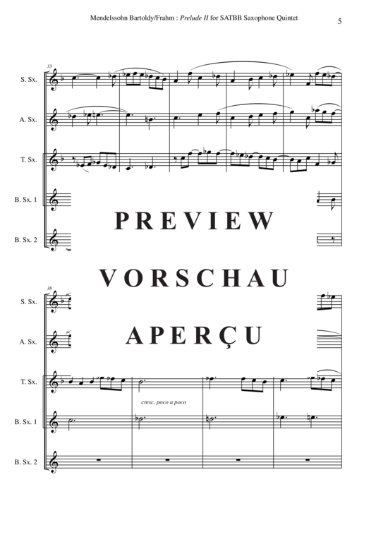 Product gallery: Page 6 of 21 Prelude 2 , , (Saxophone Quintet SATBB)