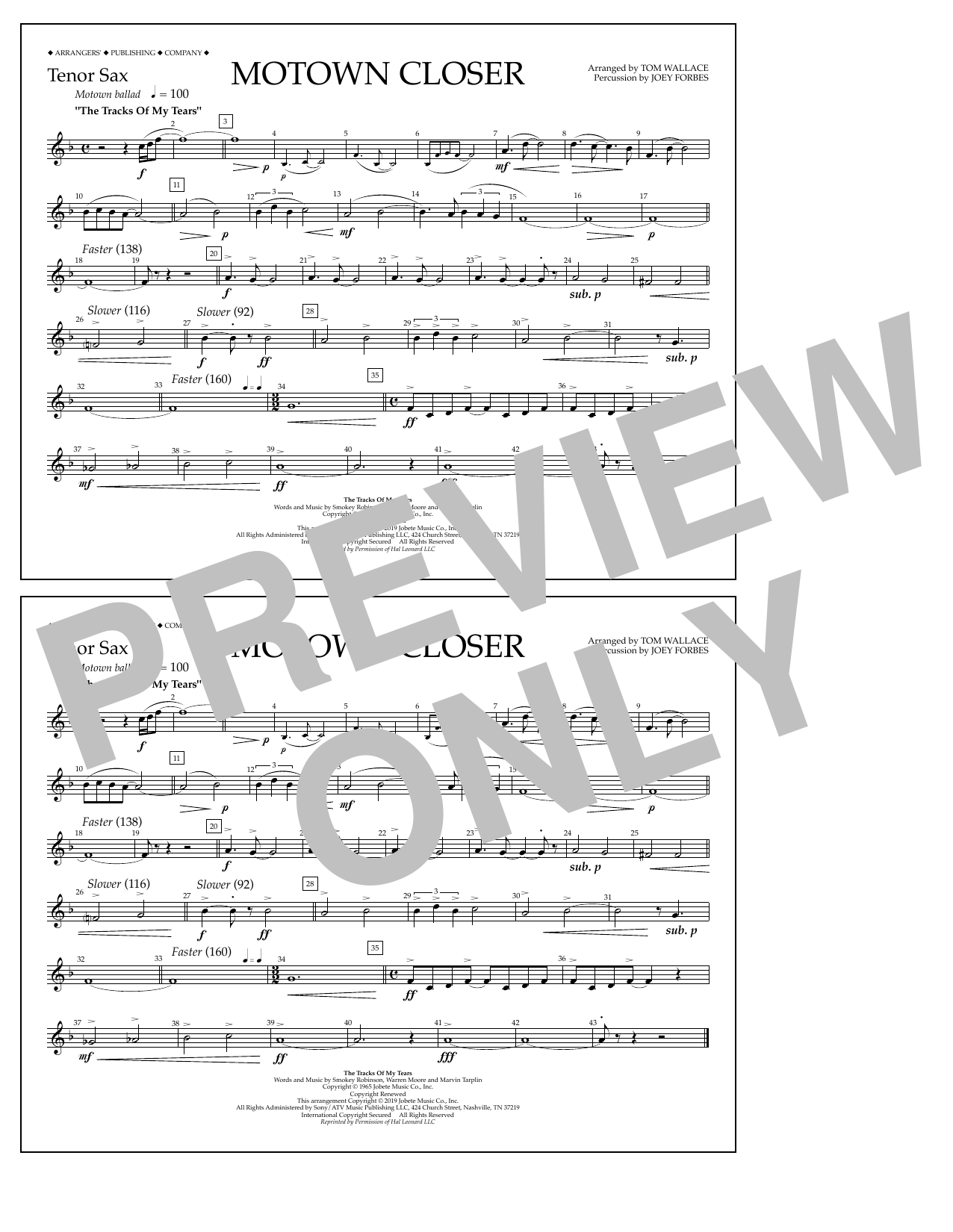 Product picture to: Motown Closer (arr. Tom Wallace) - Tenor Sax