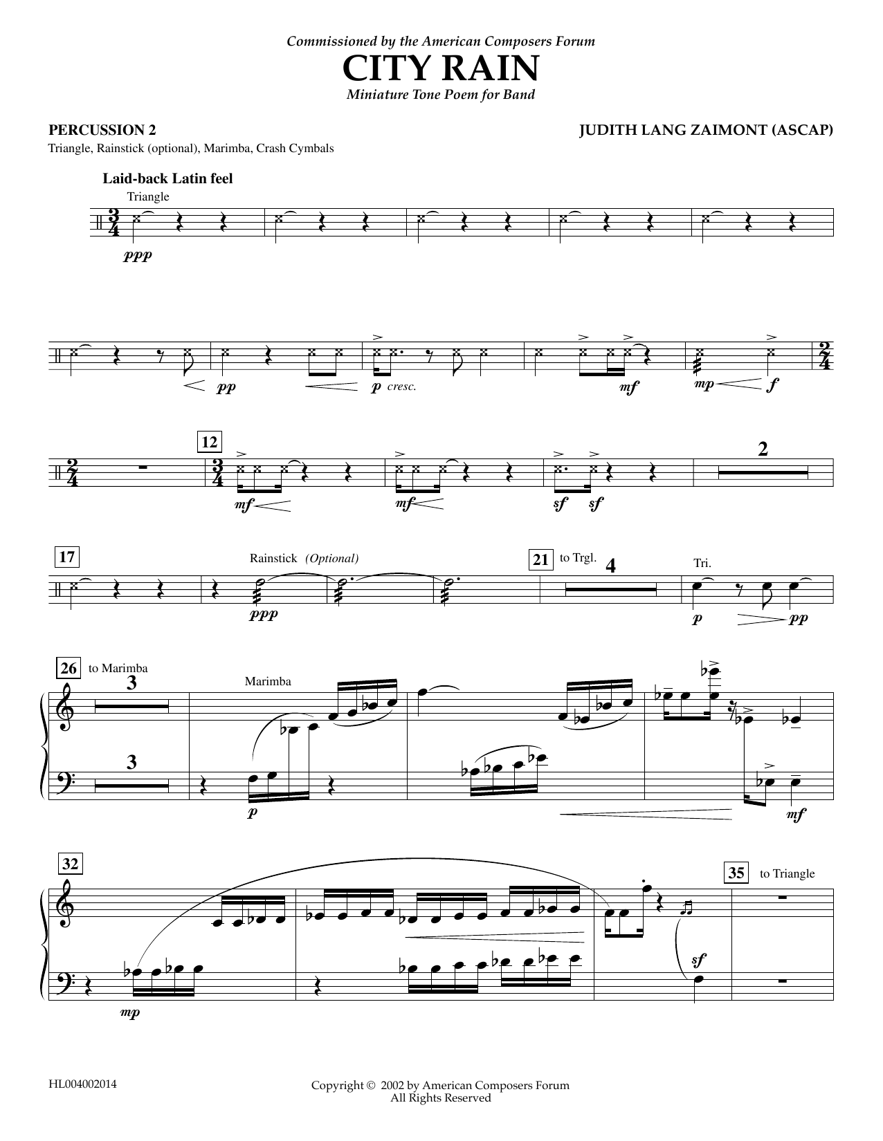 Product gallery: Page 1 of 1 City Rain - Percussion 2, Judith Zaimont