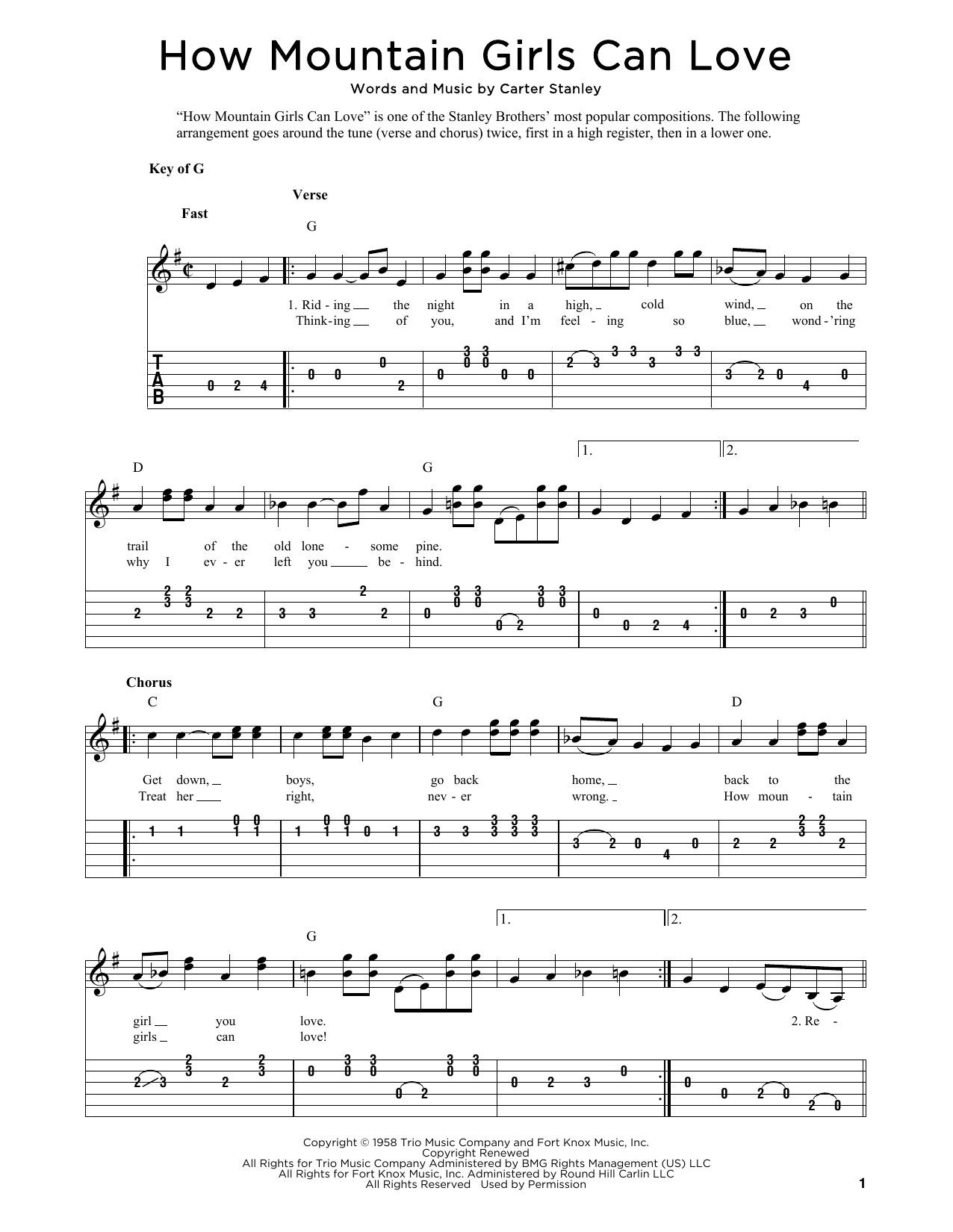 Produktgalerie: Seite 1 von 1 How Mountain Girls Can Love (arr. Fred Sokolow), The Stanley Brothers, Gitarre